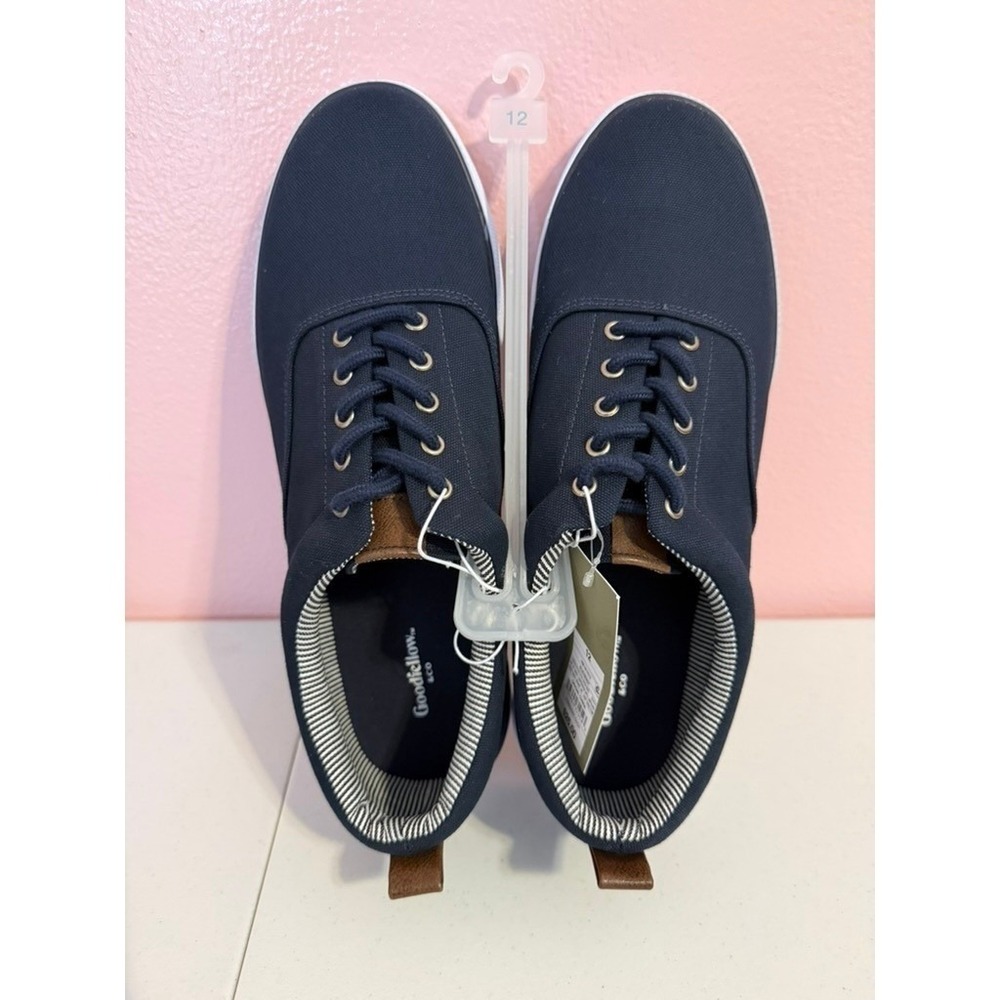 Goodfellow & Co Mens Jeffrey Canvas Sneakers Navy Blue Low Top Lace Up Shoes 12